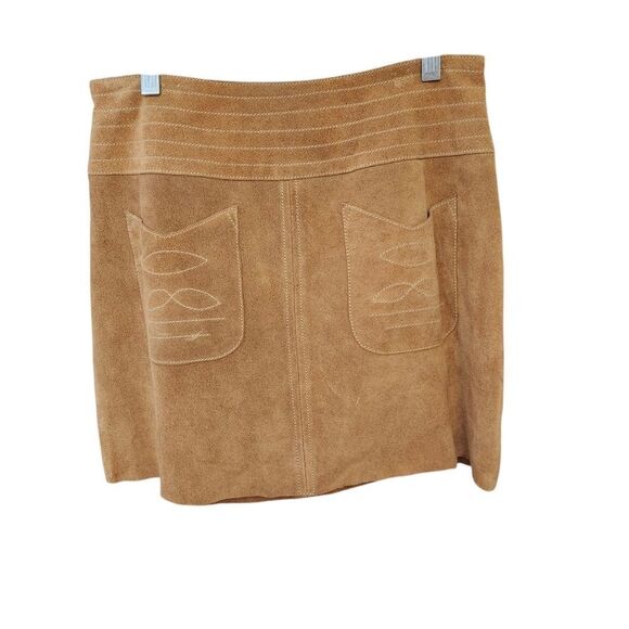 Free People Vintage 1970's Classic Light Brown Suede Hi-waisted Mini Skirt Sz 4 - Picture 4 of 10